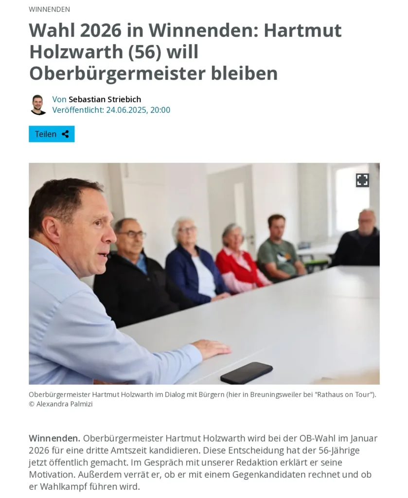 Wahl ’26: Holzwarth will OB bleiben