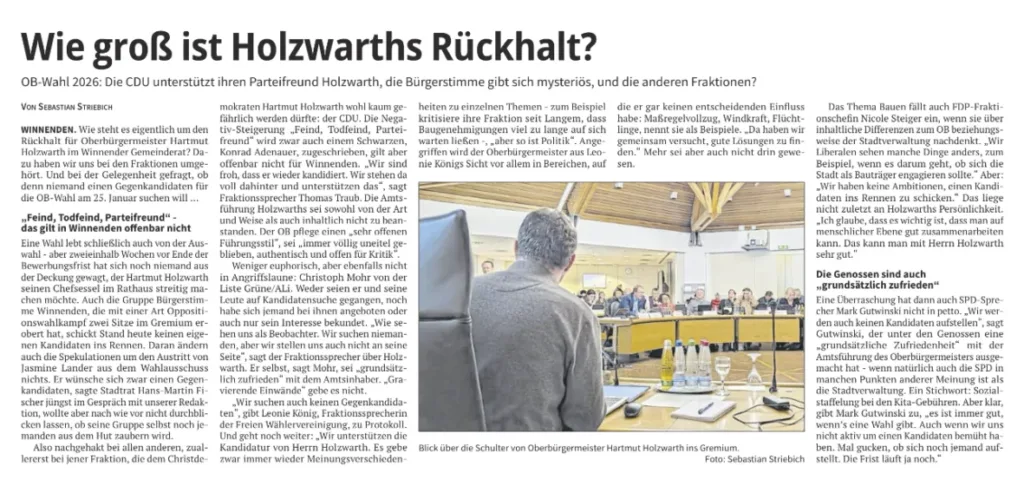 Wie sehen die Gemeinderatsfraktionen auf die Oberbürgermeister-Wahl?