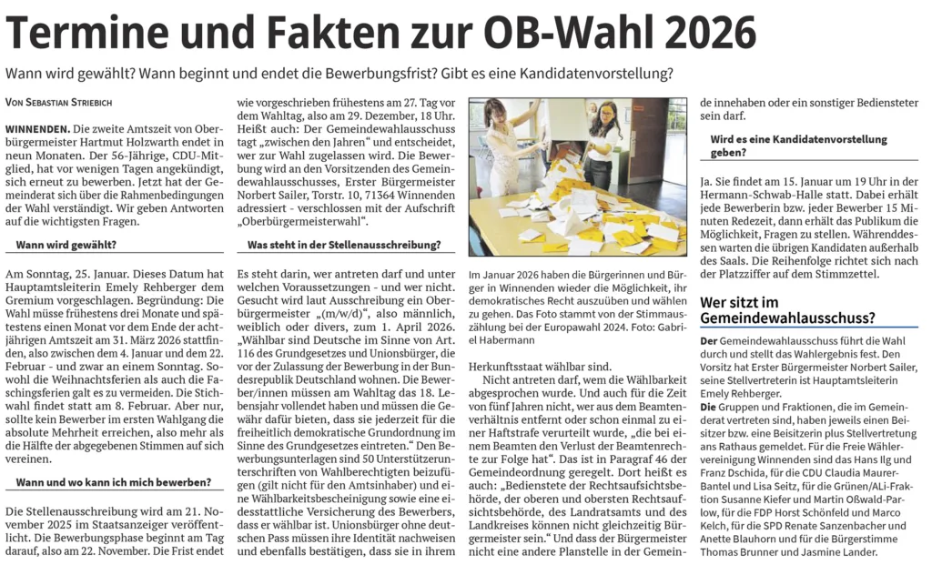 Termine und Fakten zur OB-Wahl 2026