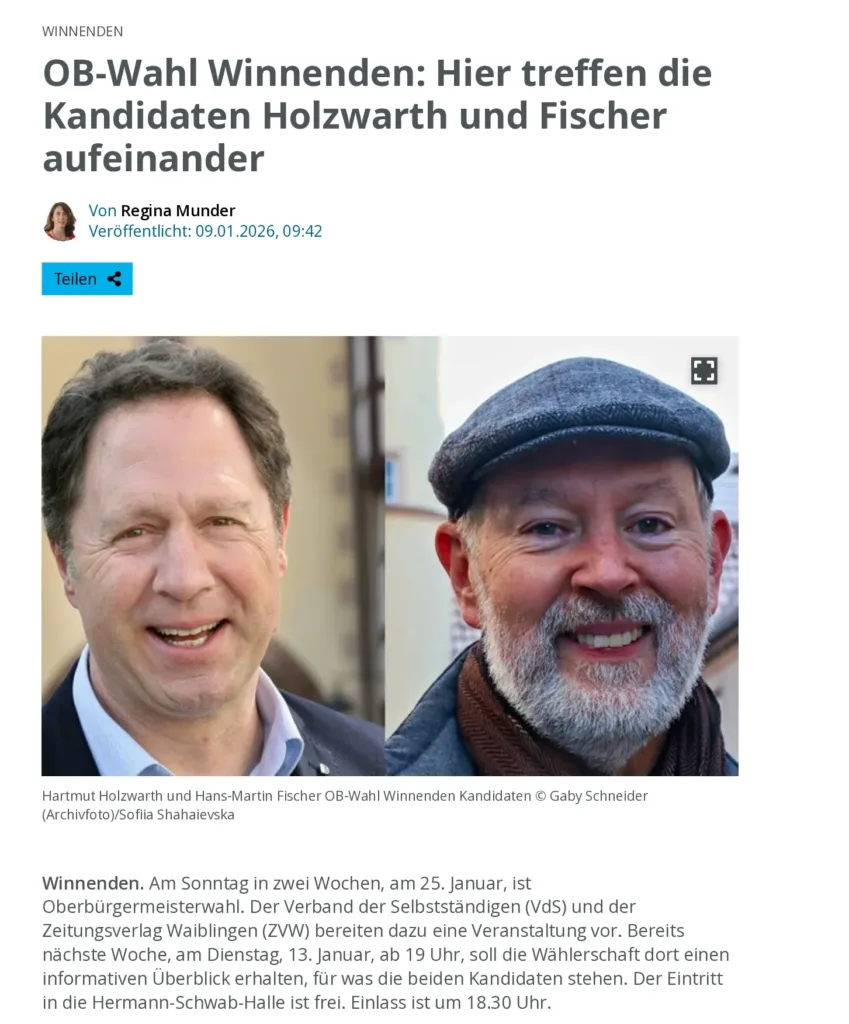 Wahltermine beider Kandidaten zur OB-Wahl am 25. Januar