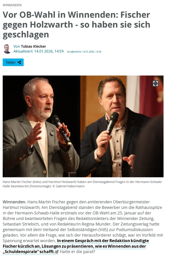 Wie lief die Podiumsdiskussion der Winnender Zeitung und des Verbands der Selbständigen in der Hermann-Schwab-Halle?
